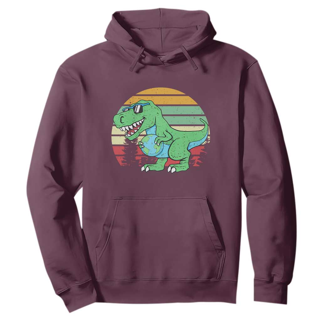 Funny Earth Day Dinosaur Lover Hoodie Save The Planet TS12 Maroon Print Your Wear