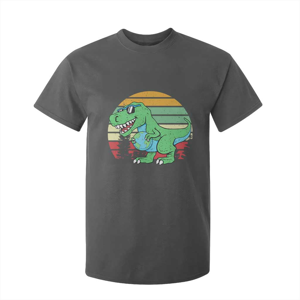 Funny Earth Day Dinosaur Lover T Shirt For Kid Save The Planet TS12 Dark Heather Print Your Wear