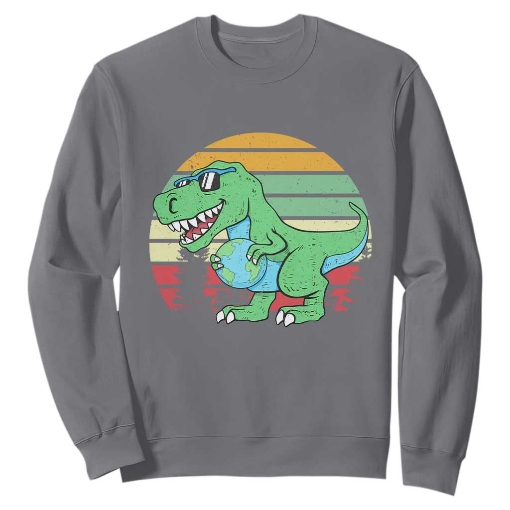 Funny Earth Day Dinosaur Lover Sweatshirt Save The Planet TS12 Charcoal Print Your Wear