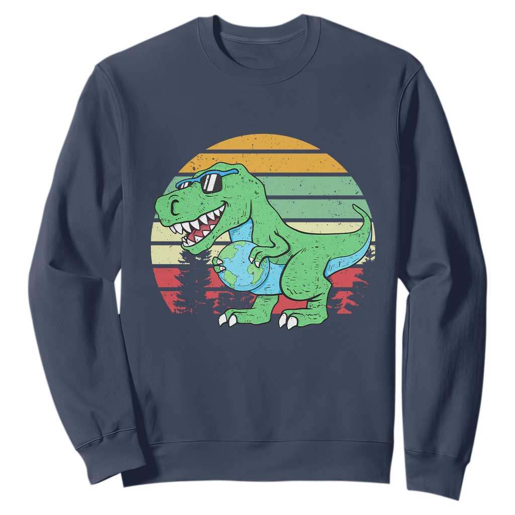 Funny Earth Day Dinosaur Lover Sweatshirt Save The Planet TS12 Navy Print Your Wear