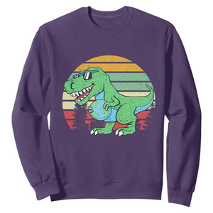 Funny Earth Day Dinosaur Lover Sweatshirt Save The Planet TS12 Purple Print Your Wear