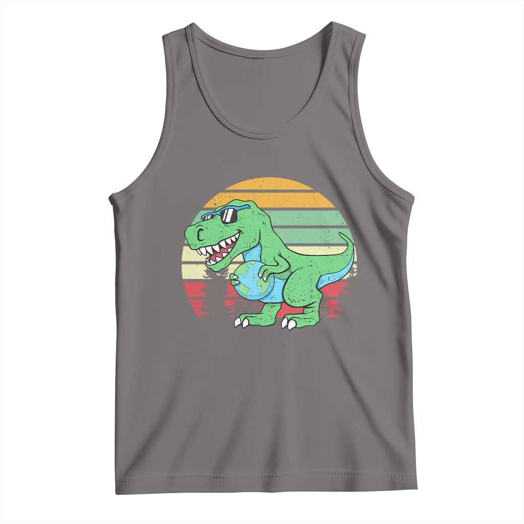 Funny Earth Day Dinosaur Lover Tank Top Save The Planet TS12 Deep Heather Print Your Wear