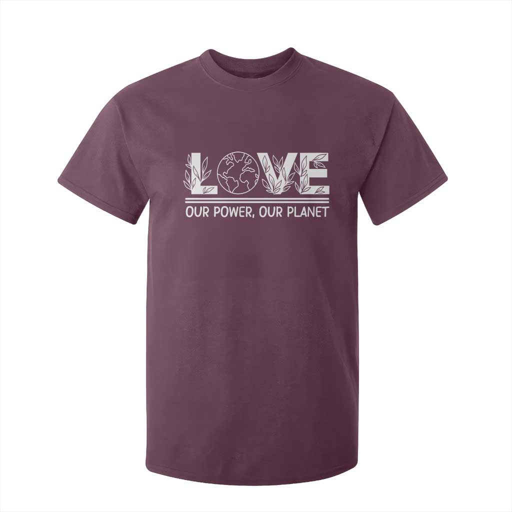 Our Power Our Planet T Shirt For Kid Earth Day Eco Friendly TS12 Maroon Print Your Wear