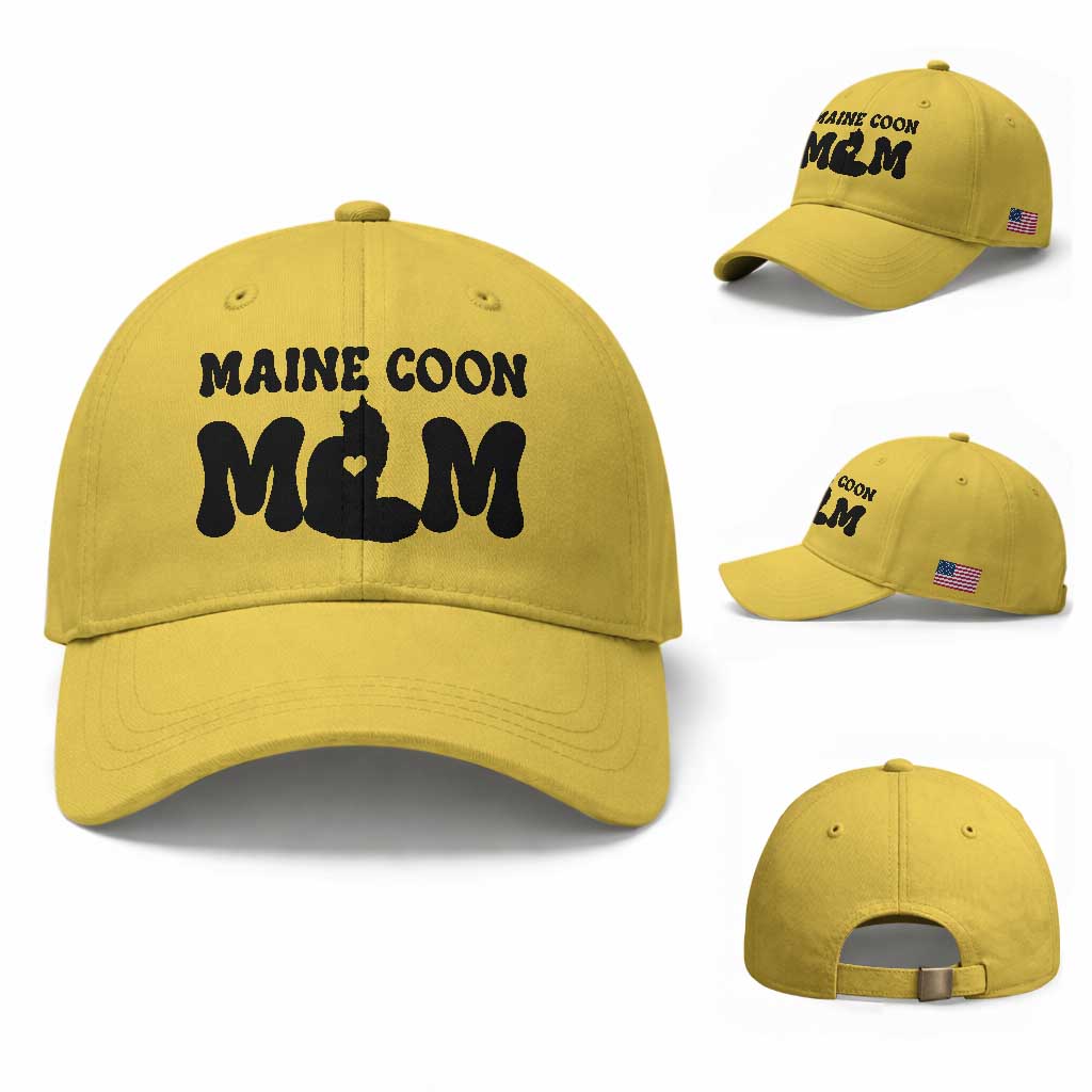 Maine Coon Mom Baseball Cap Cat Lover Gift For Her TS12 Baseball Cap Universal Fit Yellow Print Your Wear