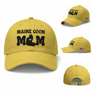 Maine Coon Mom Baseball Cap Cat Lover Gift For Her TS12 Baseball Cap Universal Fit Yellow Print Your Wear