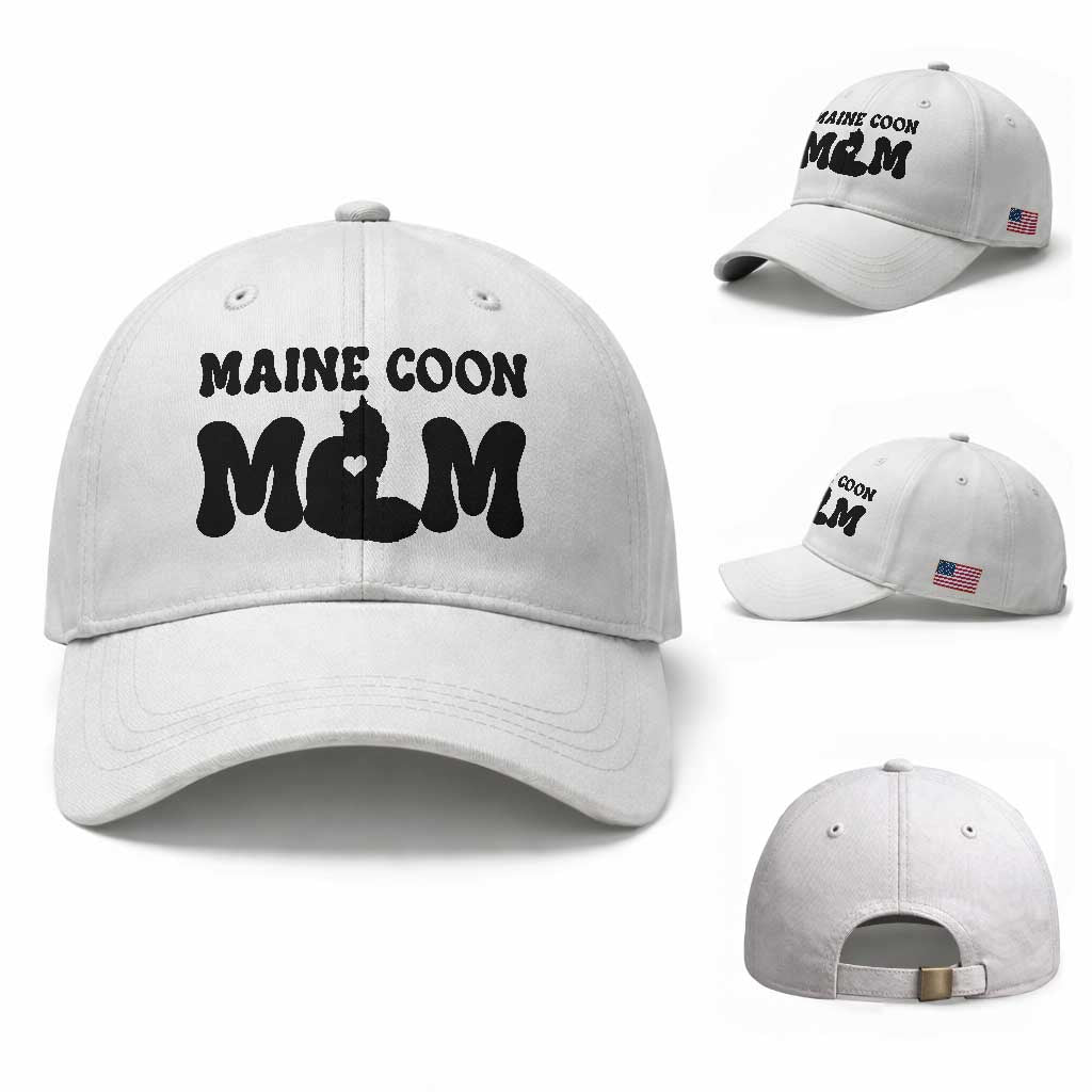 Maine Coon Mom Baseball Cap Cat Lover Gift For Her TS12 Baseball Cap Universal Fit White Print Your Wear