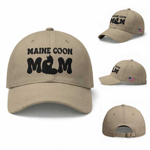 Maine Coon Mom Baseball Cap Cat Lover Gift For Her TS12 Baseball Cap Universal Fit Khaki Print Your Wear