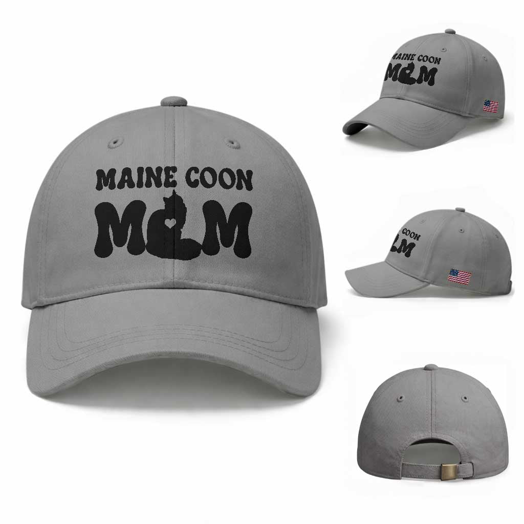 Maine Coon Mom Baseball Cap Cat Lover Gift For Her TS12 Baseball Cap Universal Fit Sport Gray Print Your Wear