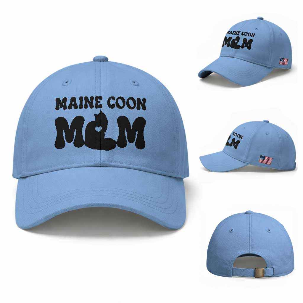 Maine Coon Mom Baseball Cap Cat Lover Gift For Her TS12 Baseball Cap Universal Fit Light Blue Print Your Wear