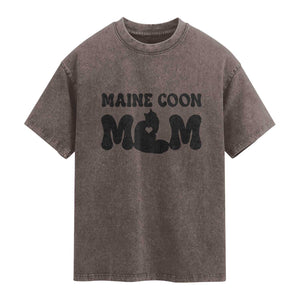 Maine Coon Mom Washed Cotton T-Shirt Cat Lover Gift For Her