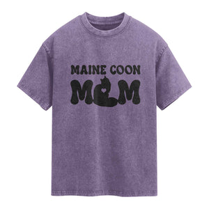 Maine Coon Mom Washed Cotton T-Shirt Cat Lover Gift For Her