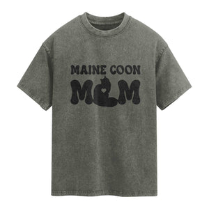 Maine Coon Mom Washed Cotton T-Shirt Cat Lover Gift For Her