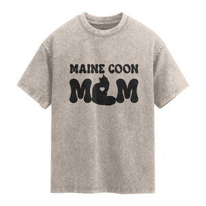 Maine Coon Mom Washed Cotton T-Shirt Cat Lover Gift For Her