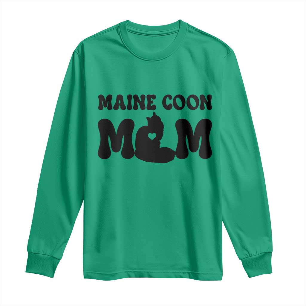 Maine Coon Mom Long Sleeve Shirt Cat Lover Gift For Her TS12 Irish Green Print Your Wear
