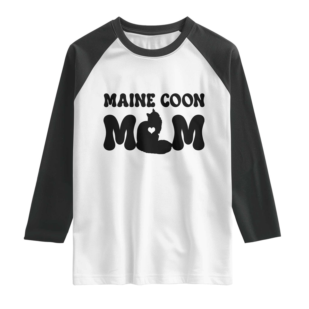Maine Coon Mom Raglan Shirt Cat Lover Gift For Her TS12 White Black Print Your Wear