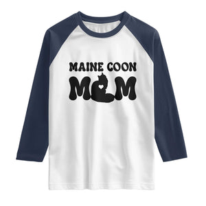 Maine Coon Mom Raglan Shirt Cat Lover Gift For Her TS12 White Navy Print Your Wear