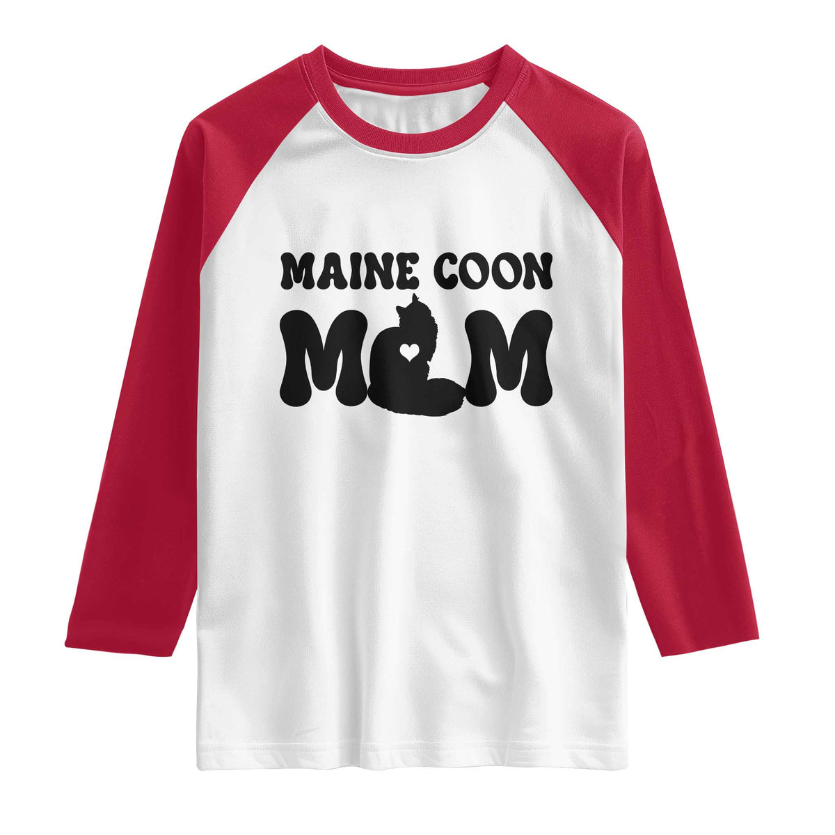 Maine Coon Mom Raglan Shirt Cat Lover Gift For Her TS12 White Red Print Your Wear