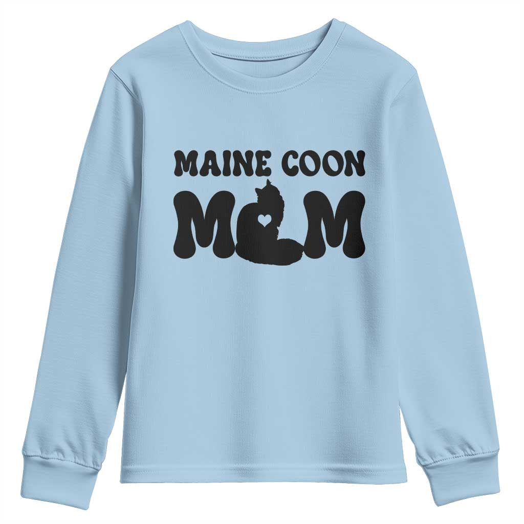 Maine Coon Mom Youth Sweatshirt Cat Lover Gift For Her TS12 Light Blue Print Your Wear