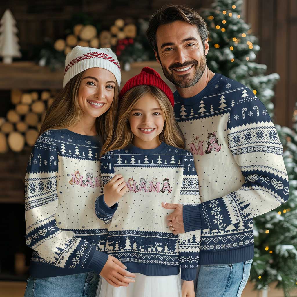 Proud Maine Coon Mama Ugly Christmas Sweater Cat Lover Gift TS12 Beige Navy Print Your Wear