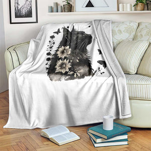 Black Maine Coon Cat Throw Blanket Floral Sunflower Watercolor Gift TS12 Print Your Wear