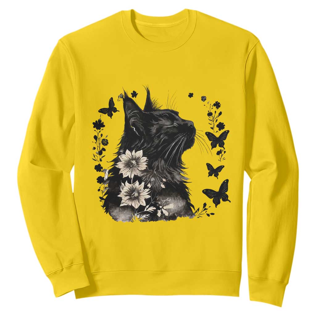 Black Maine Coon Cat Sweatshirt Floral Sunflower Watercolor Gift TS12 Daisy Print Your Wear
