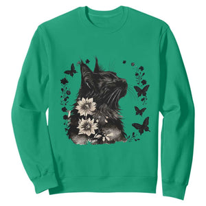 Black Maine Coon Cat Sweatshirt Floral Sunflower Watercolor Gift TS12 Irish Green Print Your Wear