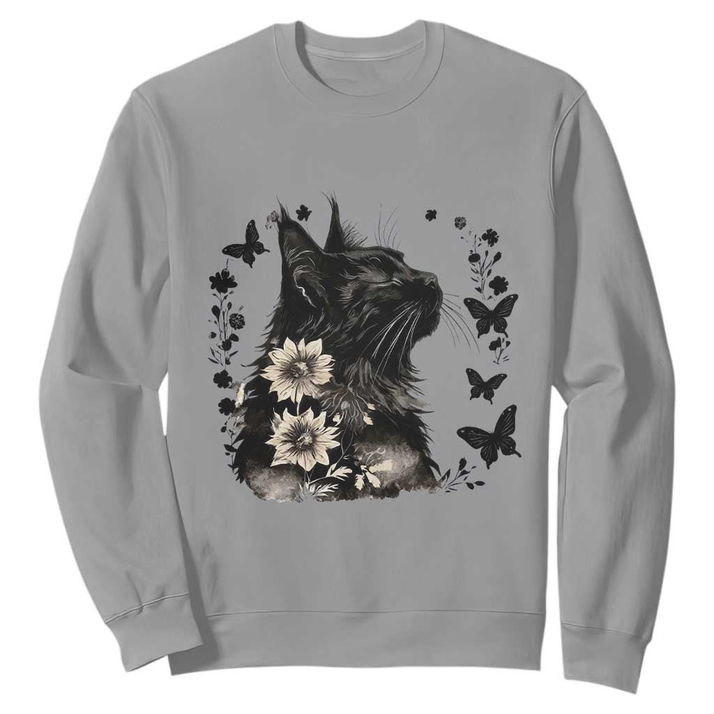 Black Maine Coon Cat Sweatshirt Floral Sunflower Watercolor Gift TS12 Sport Gray Print Your Wear