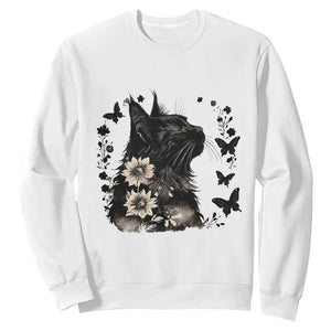 Black Maine Coon Cat Sweatshirt Floral Sunflower Watercolor Gift TS12 White Print Your Wear