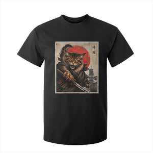 Japanese Maine Coon Samurai Warrior T Shirt For Kid Vintage Ukiyoe Cat TS12 Black Print Your Wear