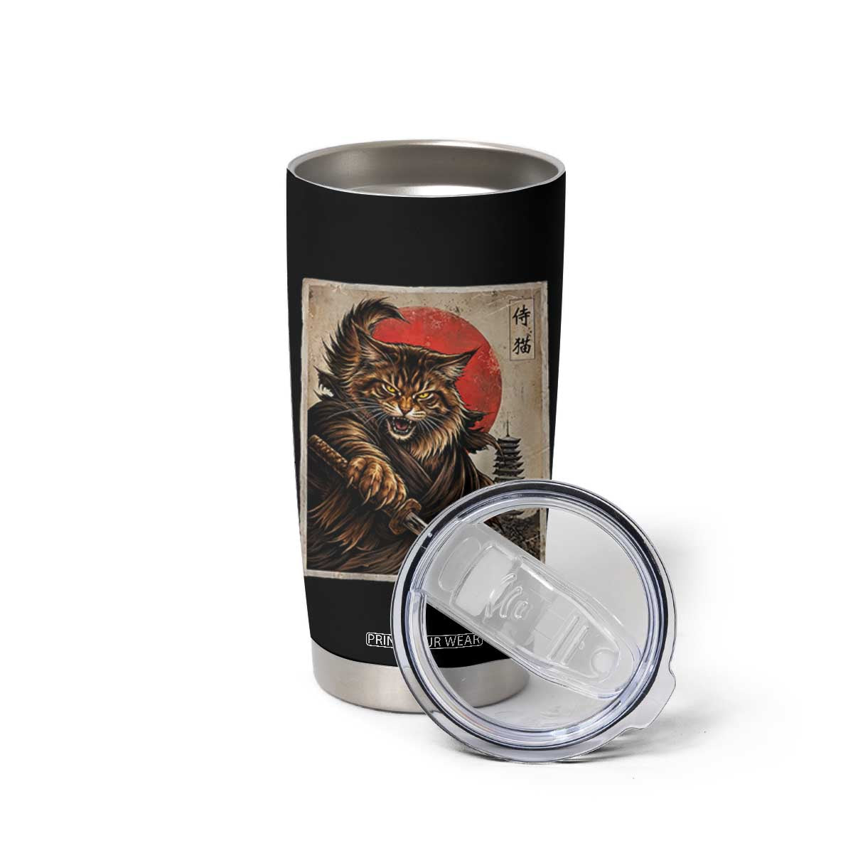 Japanese Maine Coon Samurai Warrior Tumbler Cup Vintage Ukiyoe Cat TS12 Print Your Wear