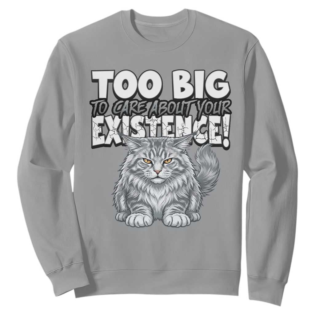 Funny Maine Coon Cat Sweatshirt Too Big To Care About Your Existence TS12 Sport Gray Print Your Wear