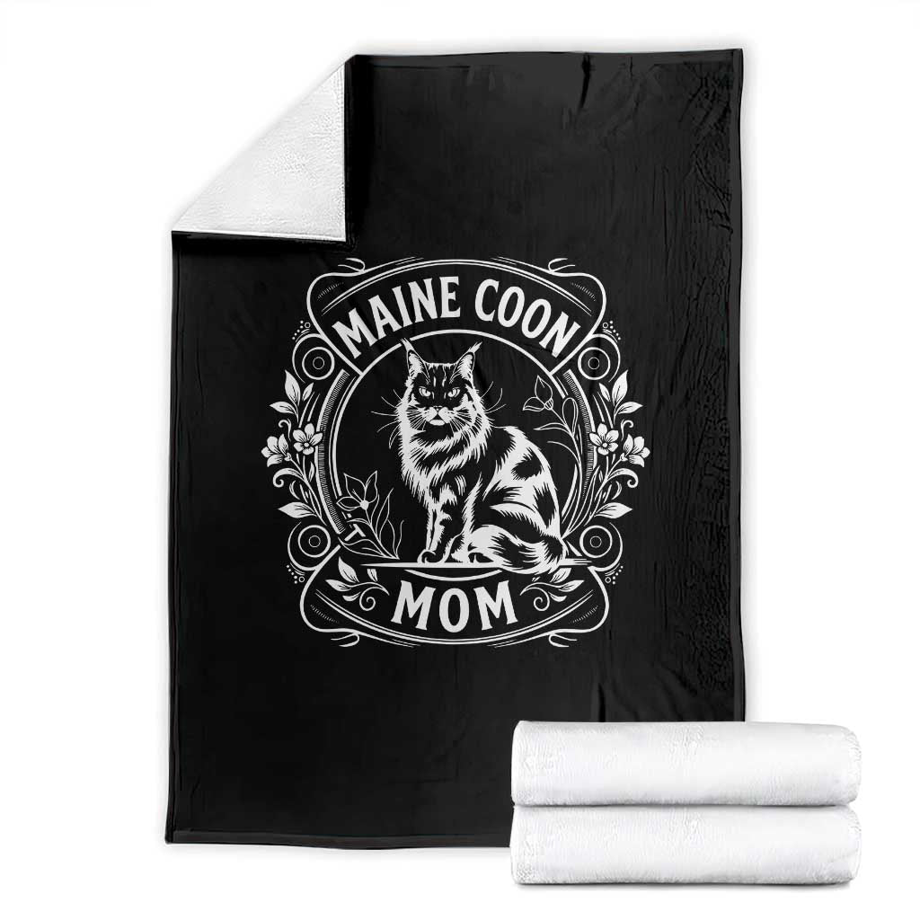 Vintage Floral Maine Coon Throw Blanket Mothers Day Cat Mom Gift TS12 Black Print Your Wear