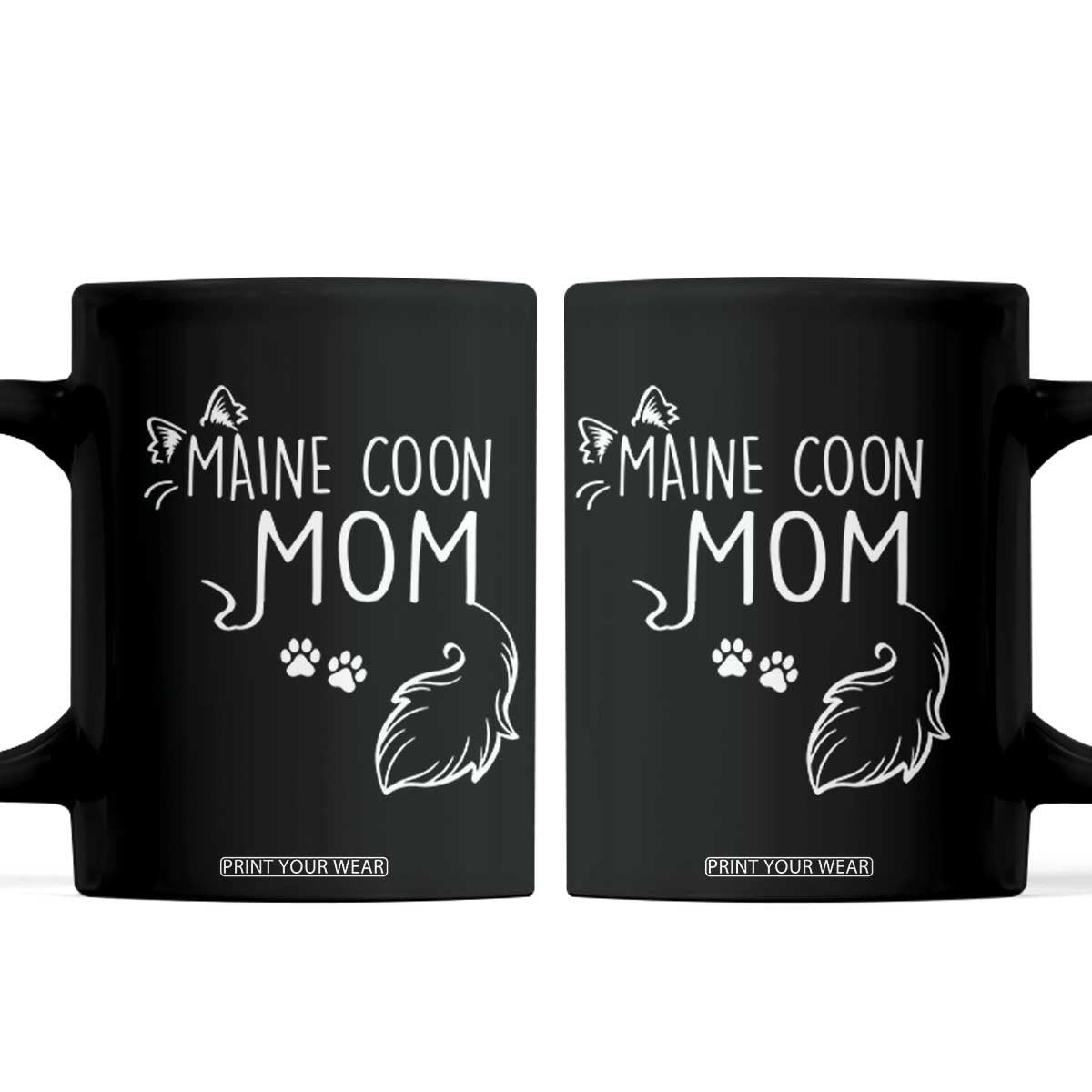 Maine Coon Mom Coffee Mug Large Breed Cat Lover Silhouette Gift TS12 Black Print Your Wear