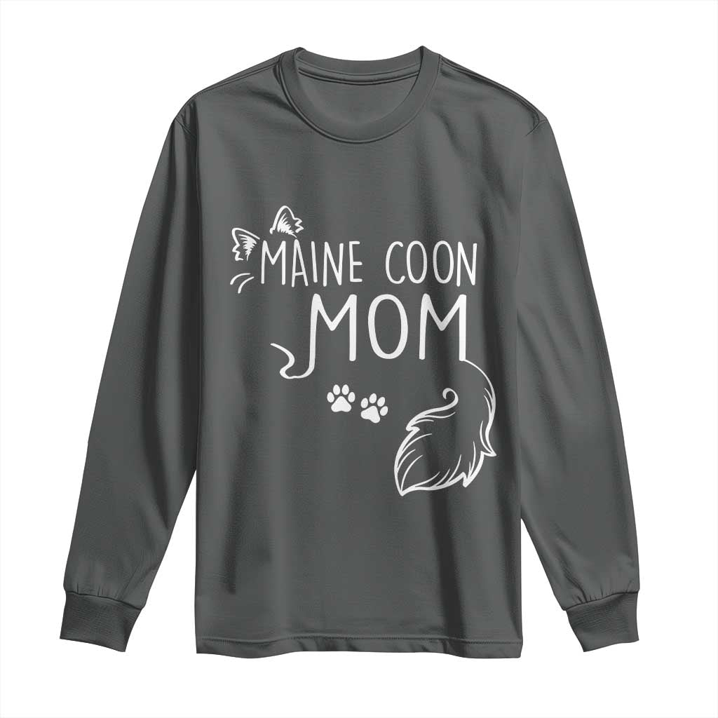 Maine Coon Mom Long Sleeve Shirt Large Breed Cat Lover Silhouette Gift TS12 Dark Heather Print Your Wear