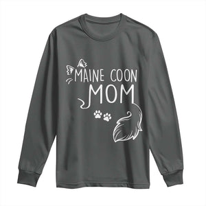 Maine Coon Mom Long Sleeve Shirt Large Breed Cat Lover Silhouette Gift TS12 Dark Heather Print Your Wear