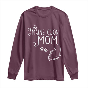 Maine Coon Mom Long Sleeve Shirt Large Breed Cat Lover Silhouette Gift TS12 Maroon Print Your Wear