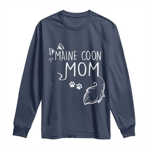 Maine Coon Mom Long Sleeve Shirt Large Breed Cat Lover Silhouette Gift TS12 Navy Print Your Wear