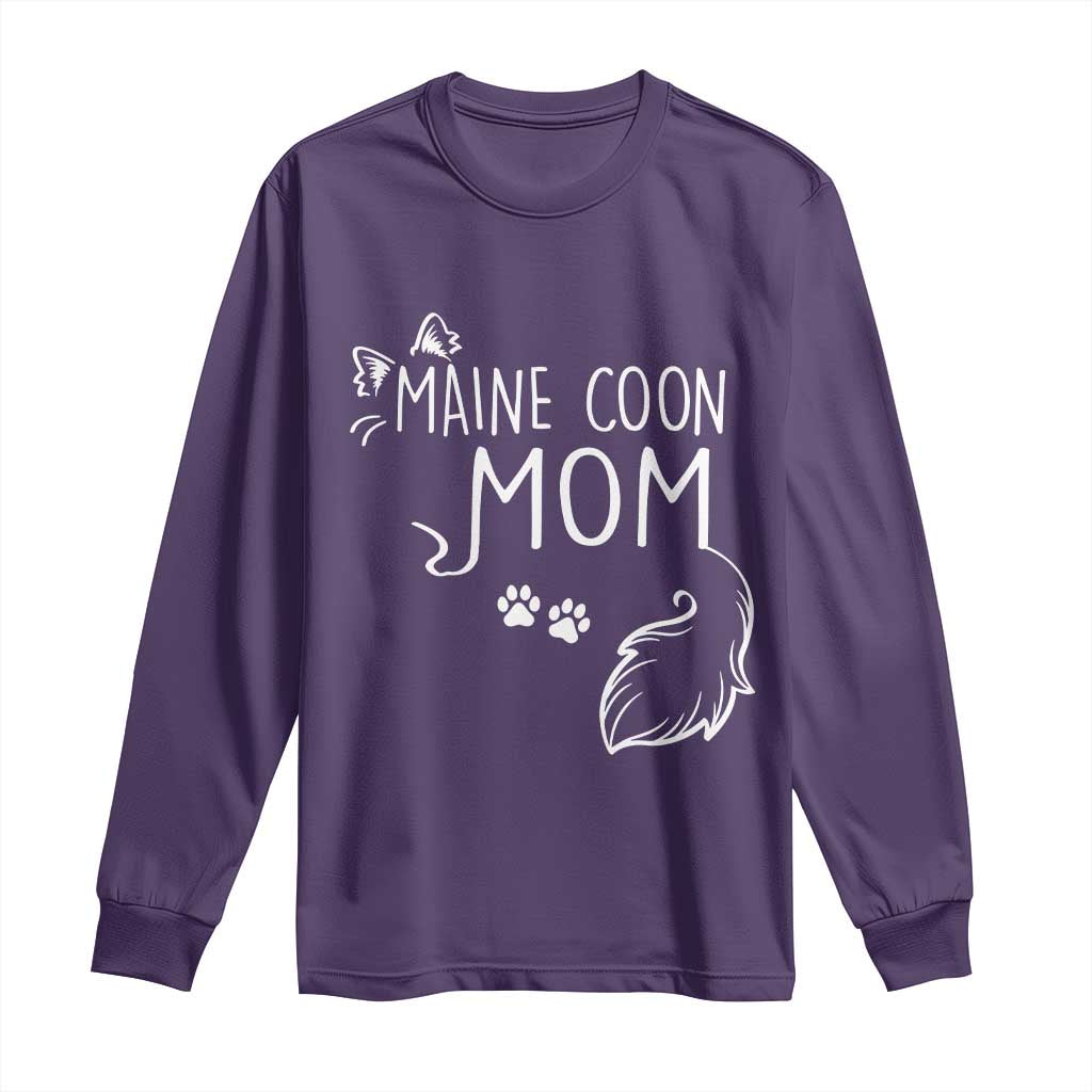 Maine Coon Mom Long Sleeve Shirt Large Breed Cat Lover Silhouette Gift TS12 Purple Print Your Wear