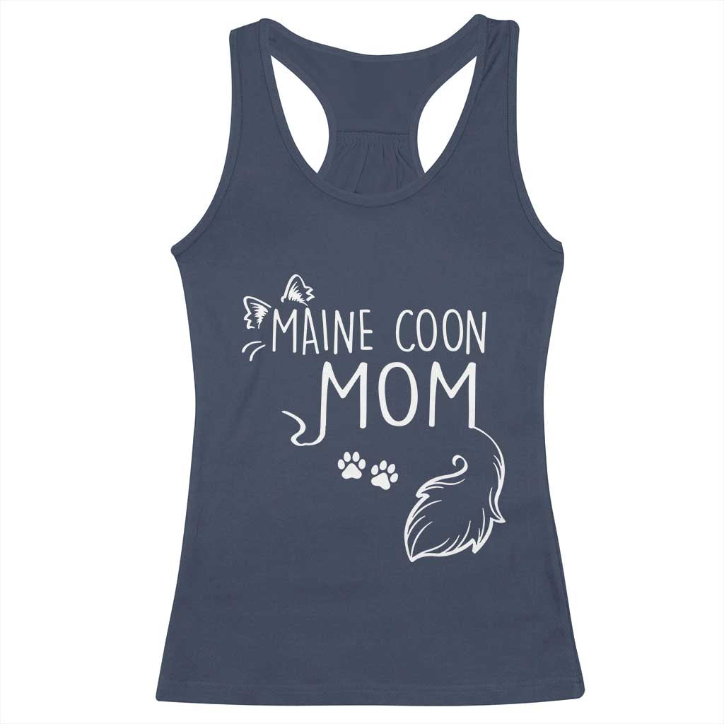 Maine Coon Mom Racerback Tank Top Large Breed Cat Lover Silhouette Gift TS12 Navy Print Your Wear