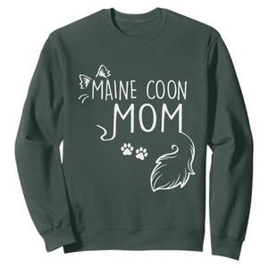 Maine Coon Mom Sweatshirt Large Breed Cat Lover Silhouette Gift TS12 Dark Forest Green Print Your Wear
