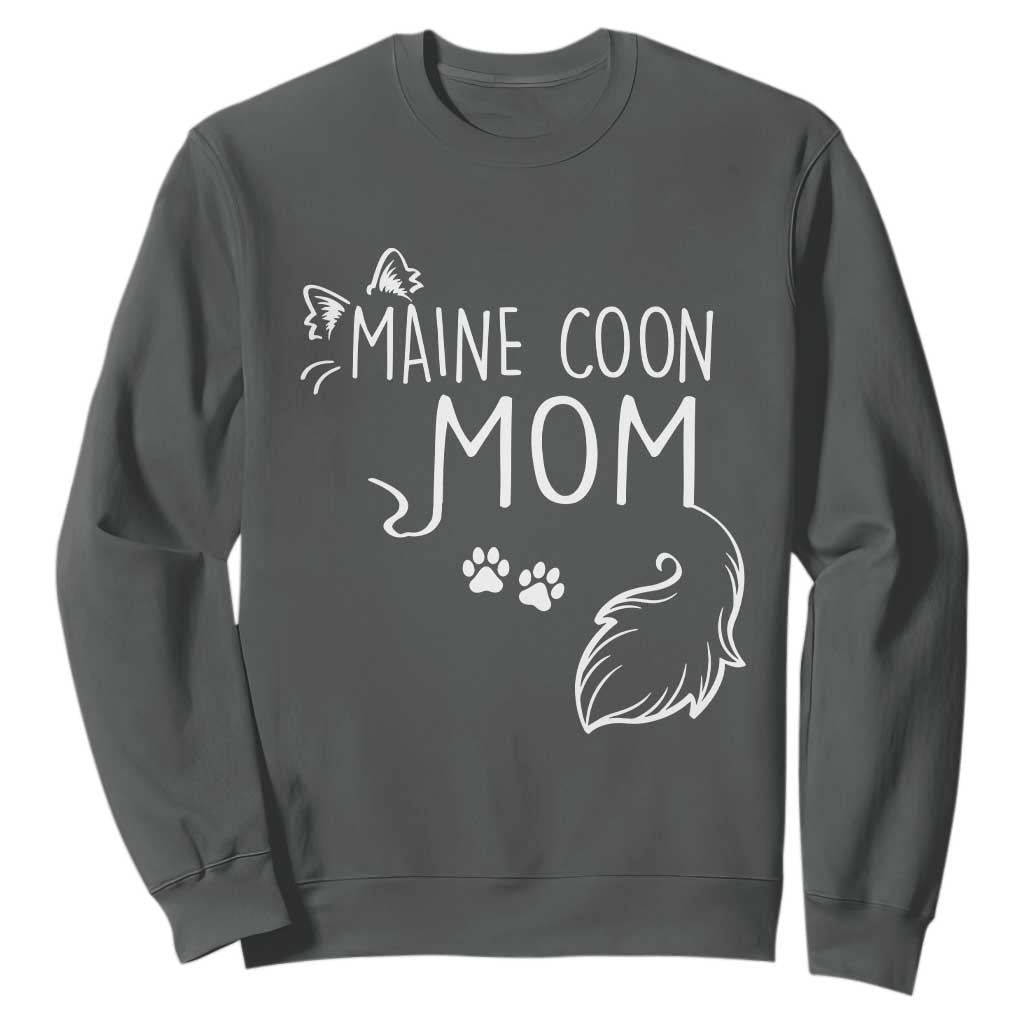 Maine Coon Mom Sweatshirt Large Breed Cat Lover Silhouette Gift TS12 Dark Heather Print Your Wear