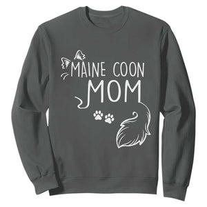 Maine Coon Mom Sweatshirt Large Breed Cat Lover Silhouette Gift TS12 Dark Heather Print Your Wear