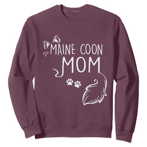 Maine Coon Mom Sweatshirt Large Breed Cat Lover Silhouette Gift TS12 Maroon Print Your Wear