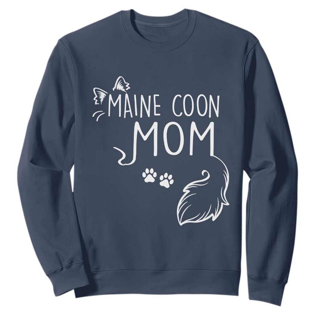 Maine Coon Mom Sweatshirt Large Breed Cat Lover Silhouette Gift TS12 Navy Print Your Wear