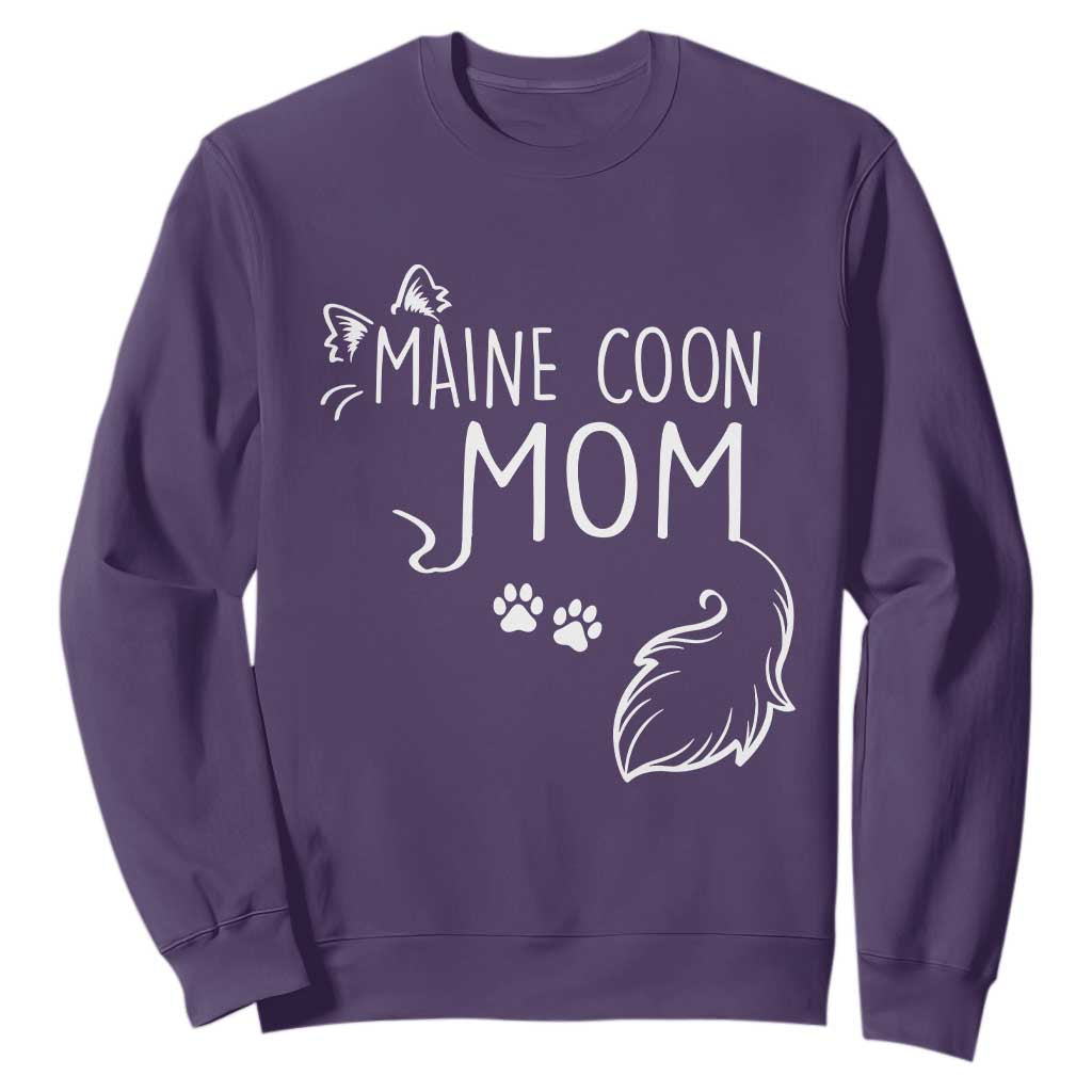 Maine Coon Mom Sweatshirt Large Breed Cat Lover Silhouette Gift TS12 Purple Print Your Wear