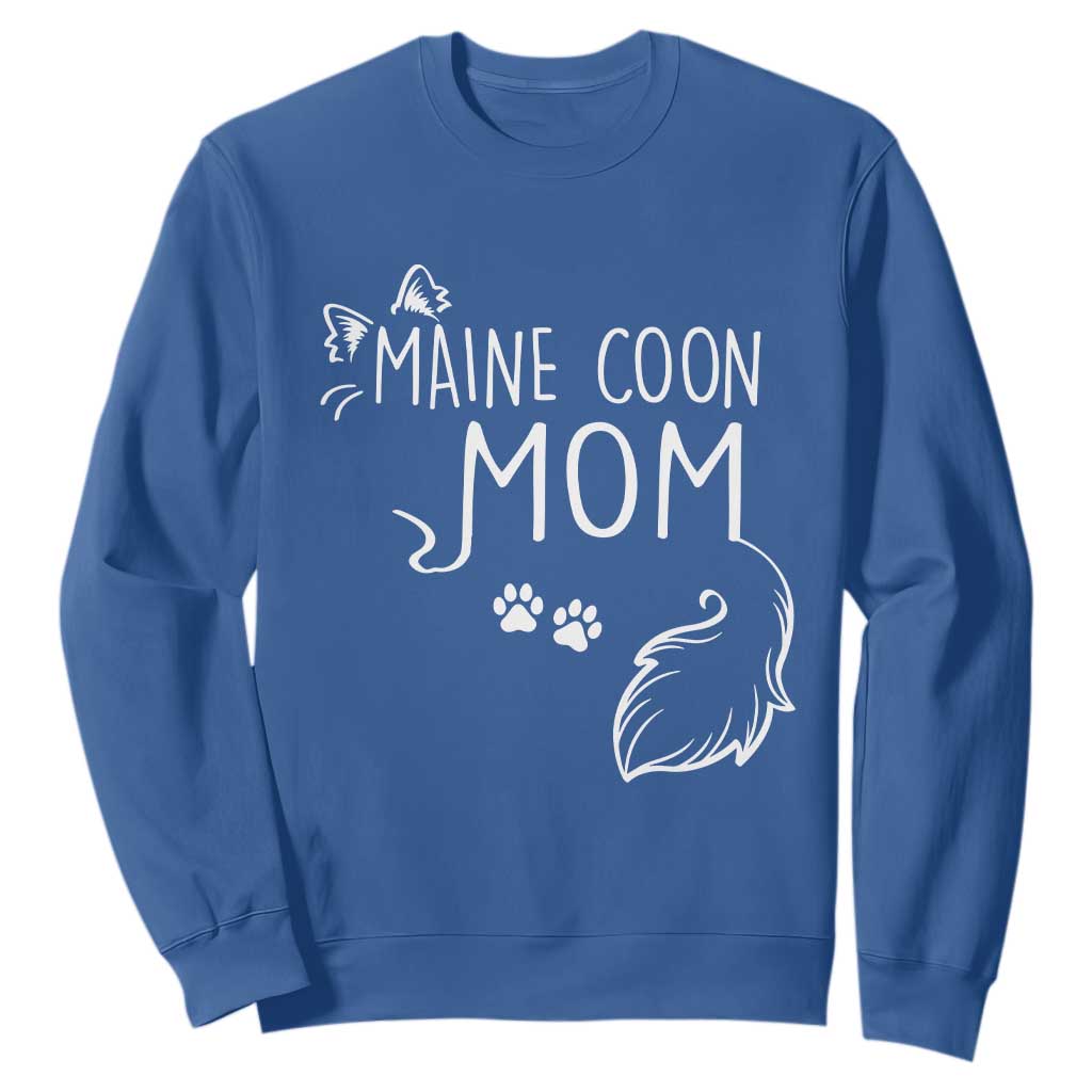 Maine Coon Mom Sweatshirt Large Breed Cat Lover Silhouette Gift TS12 Royal Blue Print Your Wear