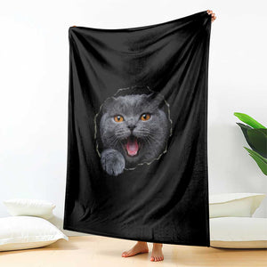 Cute British Shorthair Cat Peeking Through Cracked Wall Throw Blanket TS12 Print Your Wear