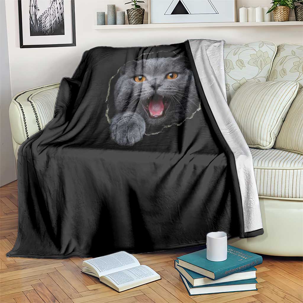 Cute British Shorthair Cat Peeking Through Cracked Wall Throw Blanket TS12 Print Your Wear