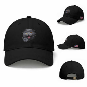 Cute British Shorthair Cat Peeking Through Cracked Wall Baseball Cap TS12 Baseball Cap Universal Fit Black Print Your Wear