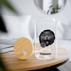 Cute British Shorthair Cat Peeking Through Cracked Wall Glass Can TS12 Print Your Wear